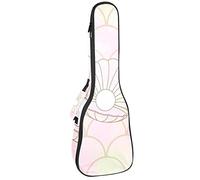 Concert Ukulele Backpack, Heavy Duty Ukulele Case Bag with Storage, Soprano Concert Tenor Ukulele 10MM Padded Bag Mermaid Scale Pattern Pearl Pink