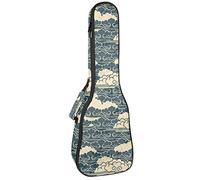 Concert Ukulele Backpack, Heavy Duty Ukulele Case Bag with Storage, Soprano Concert Tenor Ukulele 10MM Padded Bag Traditional Japanese Cloud