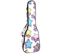 Concert Ukulele Backpack, Heavy Duty Ukulele Case Bag with Storage, Soprano Concert Tenor Ukulele 10MM Padded Bag Star Art Background