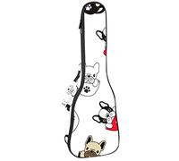Concert Ukulele Backpack, Heavy Duty Ukulele Case Bag with Storage, Soprano Concert Tenor Ukulele 10MM Padded Bag Dog White Animal