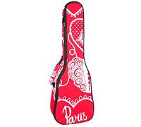Concert Ukulele Backpack, Heavy Duty Ukulele Case Bag with Storage, Soprano Concert Tenor Ukulele 10MM Padded Bag Paris Eiffel Tower Love Red