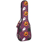 Concert Ukulele Backpack, Heavy Duty Ukulele Case Bag with Storage, Soprano Concert Tenor Ukulele 10MM Padded Bag Pumpkin Light & Ghost Halloween