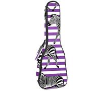 Concert Ukulele Backpack, Heavy Duty Ukulele Case Bag with Storage, Soprano Concert Tenor Ukulele 10MM Padded Bag Zebra Purple White Stripe Pattern