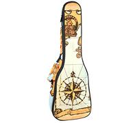 Concert Ukulele Backpack, Heavy Duty Ukulele Case Bag with Storage, Soprano Concert Tenor Ukulele 10MM Padded Bag Old Pirate Map Skull Island Treasure