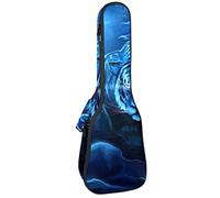 Concert Ukulele Backpack, Heavy Duty Ukulele Case Bag with Storage, Soprano Concert Tenor Ukulele 10MM Padded Bag Fantasy Tiger Blue