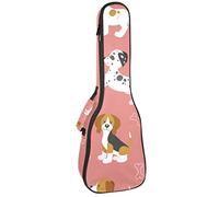 Concert Ukulele Backpack, Heavy Duty Ukulele Case Bag with Storage, Soprano Concert Tenor Ukulele 10MM Padded Bag Puppies Beagle Dalmatian Jack Russell