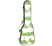 Concert Ukulele Backpack, Heavy Duty Ukulele Case Bag with Storage, Soprano Concert Tenor Ukulele 10MM Padded Bag Cute Gator Crocodile Pattern