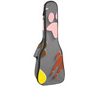 Concert Ukulele Backpack, Heavy Duty Ukulele Case Bag with Storage, Soprano Concert Tenor Ukulele 10MM Padded Bag Dinosaur Footprints Grey