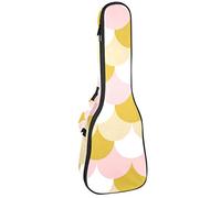 Concert Ukulele Backpack, Heavy Duty Ukulele Case Bag with Storage, Soprano Concert Tenor Ukulele 10MM Padded Bag Fish Scales Rose Gold Pattern