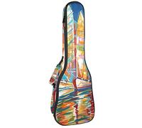 Concert Ukulele Backpack, Heavy Duty Ukulele Case Bag with Storage, Soprano Concert Tenor Ukulele 10MM Padded Bag Beautiful Picture of the Ship
