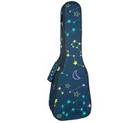 Concert Ukulele Backpack, Heavy Duty Ukulele Case Bag with Storage, Soprano Concert Tenor Ukulele 10MM Padded Bag Star Moon Blue Background