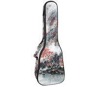 Concert Ukulele Backpack, Heavy Duty Ukulele Case Bag with Storage, Soprano Concert Tenor Ukulele 10MM Padded Bag Traditional Chinese Painting