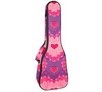 Concert Ukulele Backpack, Heavy Duty Ukulele Case Bag with Storage, Soprano Concert Tenor Ukulele 10MM Padded Bag Pink Love Loving Heart