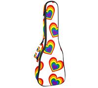 Concert Ukulele Backpack, Heavy Duty Ukulele Case Bag with Storage, Soprano Concert Tenor Ukulele 10MM Padded Bag Love Loving Heart