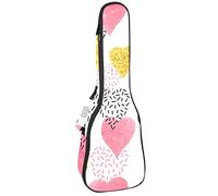 Concert Ukulele Backpack, Heavy Duty Ukulele Case Bag with Storage, Soprano Concert Tenor Ukulele 10MM Padded Bag Colorful Cute Love Hearts Pattern