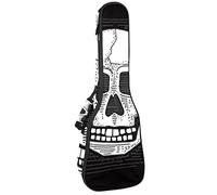 Concert Ukulele Backpack, Heavy Duty Ukulele Case Bag with Storage, Soprano Concert Tenor Ukulele 10MM Padded Bag Black Punk Hand Drawn Skull