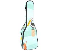 Concert Ukulele Backpack, Heavy Duty Ukulele Case Bag with Storage, Soprano Concert Tenor Ukulele 10MM Padded Bag Mermaid Bird Sea