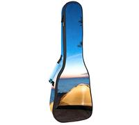 Concert Ukulele Backpack, Heavy Duty Ukulele Case Bag with Storage, Soprano Concert Tenor Ukulele 10MM Padded Bag Camping Night by Lake