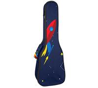 Concert Ukulele Backpack, Heavy Duty Ukulele Case Bag with Storage, Soprano Concert Tenor Ukulele 10MM Padded Bag Cartoon Rocket Starship Space Earth