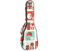 Concert Ukulele Backpack, Heavy Duty Ukulele Case Bag with Storage, Soprano Concert Tenor Ukulele 10MM Padded Bag Number Christmas Candy Snowman Hat