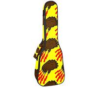 Concert Ukulele Backpack, Heavy Duty Ukulele Case Bag with Storage, Soprano Concert Tenor Ukulele 10MM Padded BagGrizzly Bear Claw Yellow