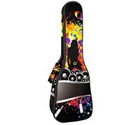 Concert Ukulele Backpack, Heavy Duty Ukulele Case Bag with Storage, Soprano Concert Tenor Ukulele 10MM Padded BagBlack SheepsAbstract Party Dancing Girl Music