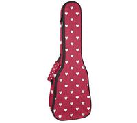 Concert Ukulele Backpack, Heavy Duty Ukulele Case Bag with Storage, Soprano Concert Tenor Ukulele 10MM Padded Bag White & Blue Hearts On Red