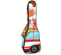 Concert Ukulele Backpack, Heavy Duty Ukulele Case Bag with Storage, Soprano Concert Tenor Ukulele 10MM Padded BagBlack SheepsA Village On Fire Red Fire Truck