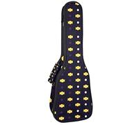 Concert Ukulele Backpack, Heavy Duty Ukulele Case Bag with Storage, Soprano Concert Tenor Ukulele 10MM Padded Bag Halloween Yellow Candy Pattern