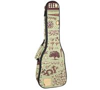 Concert Ukulele Backpack, Heavy Duty Ukulele Case Bag with Storage, Soprano Concert Tenor Ukulele 10MM Padded Bag Ocean Treasure Elements