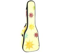 Concert Ukulele Backpack, Heavy Duty Ukulele Case Bag with Storage, Soprano Concert Tenor Ukulele 10MM Padded BagRetro Colorful Star Yellow