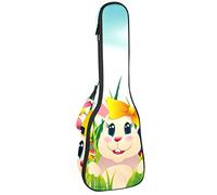 Concert Ukulele Backpack, Heavy Duty Ukulele Case Bag with Storage, Soprano Concert Tenor Ukulele 10MM Padded Bag Easter Hunt with Coloring Eggs and Cute Rabbit