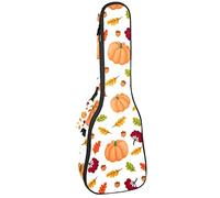 Concert Ukulele Backpack, Heavy Duty Ukulele Case Bag with Storage, Soprano Concert Tenor Ukulele 10MM Padded Bag Autumn Pumpkin Leaves Acorn