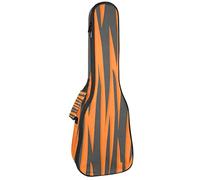 Concert Ukulele Backpack, Heavy Duty Ukulele Case Bag with Storage, Soprano Concert Tenor Ukulele 10MM Padded Bag Tiger Stripe Background Orange Black