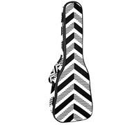 Concert Ukulele Backpack, Heavy Duty Ukulele Case Bag with Storage, Soprano Concert Tenor Ukulele 10MM Padded Bag Black White Geometry