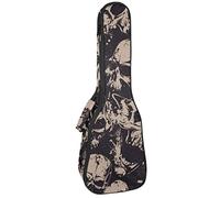Concert Ukulele Backpack, Heavy Duty Ukulele Case Bag with Storage, Soprano Concert Tenor Ukulele 10MM Padded Bag Vintage Gothic Punk Skull Head Rose Flower