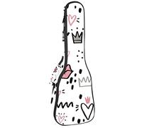 Concert Ukulele Backpack, Heavy Duty Ukulele Case Bag with Storage, Soprano Concert Tenor Ukulele 10MM Padded Bag Crown Loving Heart Cute