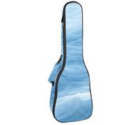 Concert Ukulele Case Abstract Blue and White Water Color Ocean Wave Texture Soft Thick Padded Ukulele Backpack 10MM Thick Sponge Padding