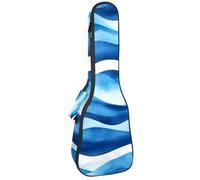 Concert Ukulele Case Abstract Sea Ocean Water Waves Stripe Flowing Line Soft Thick Padded Ukulele Backpack 10MM Thick Sponge Padding