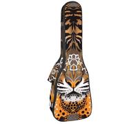 Concert Ukulele Case Africa Ethnic Wild Animal Tiger Orange Pattern Soft Thick Padded Ukulele Backpack 10MM Thick Sponge Padding