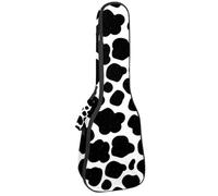 Concert Ukulele Case Black and White Cow Texture Soft Thick Padded Ukulele Backpack 10MM Thick Sponge Padding