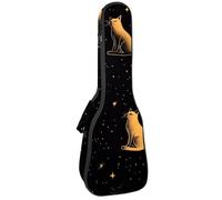Concert Ukulele Case Black Cat Silhouette Among Stars in The Night Sky Soft Thick Padded Ukulele Backpack 10MM Thick Sponge Padding