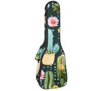 Concert Ukulele Case Blooming Cactus Flower Soft Thick Padded Ukulele Backpack 10MM Thick Sponge Padding