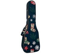 Concert Ukulele Case Christmas Reindeer Stockings Snowflakes Red Green White Colors Soft Thick Padded Ukulele Backpack 10MM Thick Sponge Padding