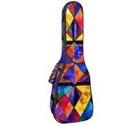 Concert Ukulele Case Colorful Star of David Abstract Pattern Soft Thick Padded Ukulele Backpack 10MM Thick Sponge Padding