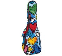 Concert Ukulele Case Cute Colorful Hearts Soft Thick Padded Ukulele Backpack 10MM Thick Sponge Padding