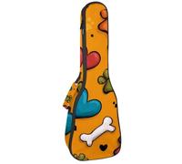 Concert Ukulele Case Cute Colorful Paw Hearts and Bones Soft Thick Padded Ukulele Backpack 10MM Thick Sponge Padding