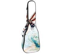 Concert Ukulele Case Dragonfly Flapping Wings on Water Surface Soft Thick Padded Ukulele Backpack 10MM Thick Sponge Padding