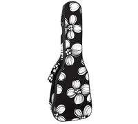 Concert Ukulele Case Flowers Black and White Pattern Soft Thick Padded Ukulele Backpack 10MM Thick Sponge Padding