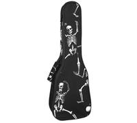 Concert Ukulele Case Funny Skeletons with Various Dances Soft Thick Padded Ukulele Backpack 10MM Thick Sponge Padding